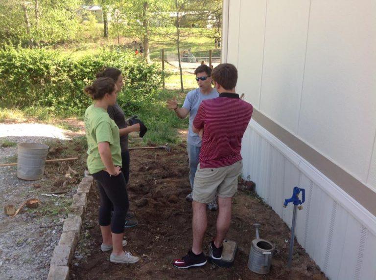 AESC2990 Service-Learning class working in Pinewoods Community Garden, spring 2018.
